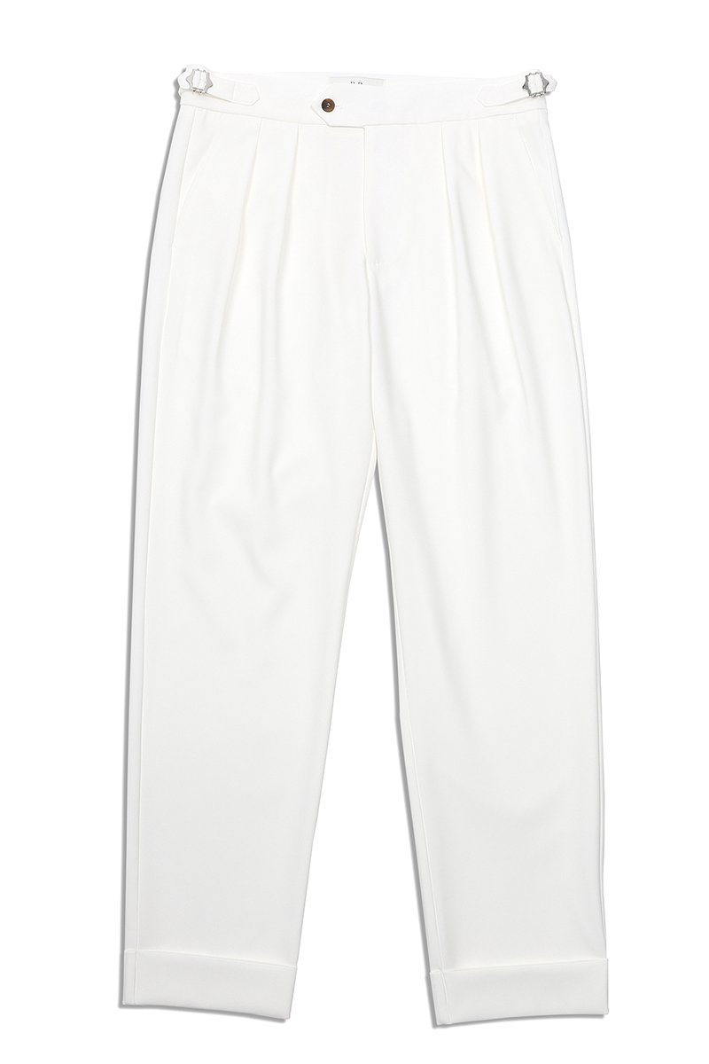 White Oxford Pleated Trouser
