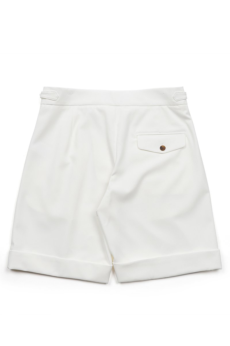 White Oxford Pleated Shorts